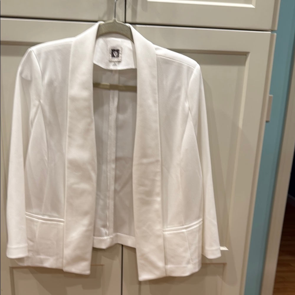 Anne Klein White Blazer Structured Open Front